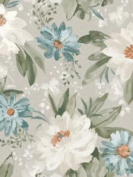 Image of Arthouse Painted Dahlia Wallpaper In Green