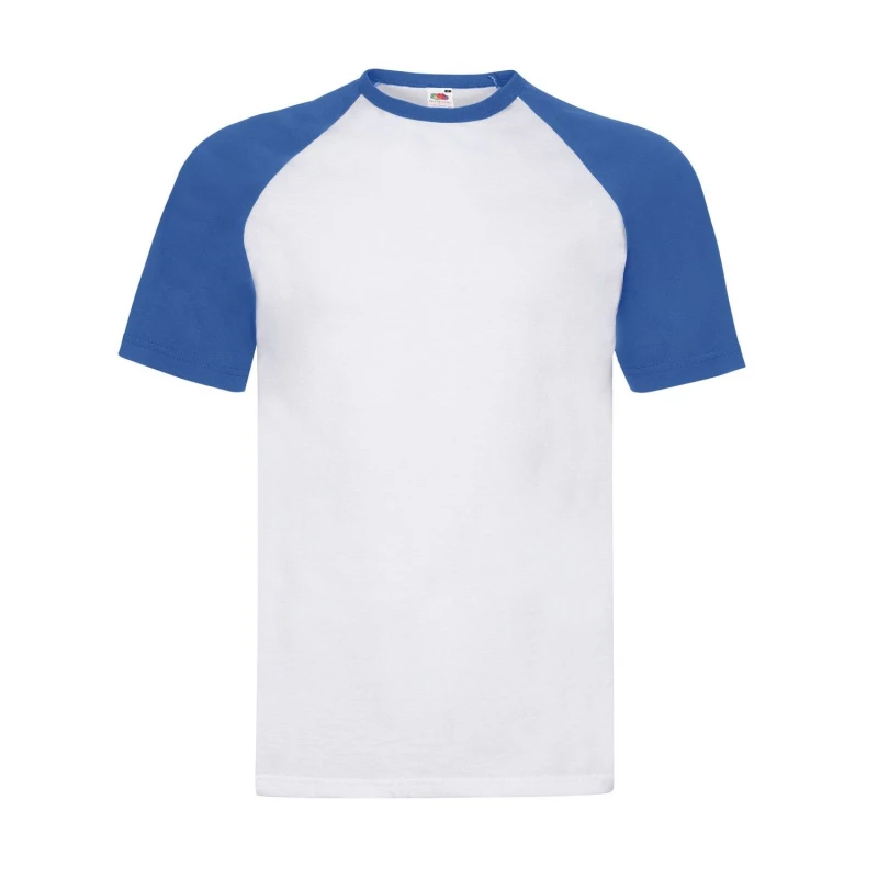 Image of Fruit Of The Loom Fruit of the Loom Men Contrast Panel Baseball T-Shirt in Ivory Size: Small Ivory S Male 5063527385703