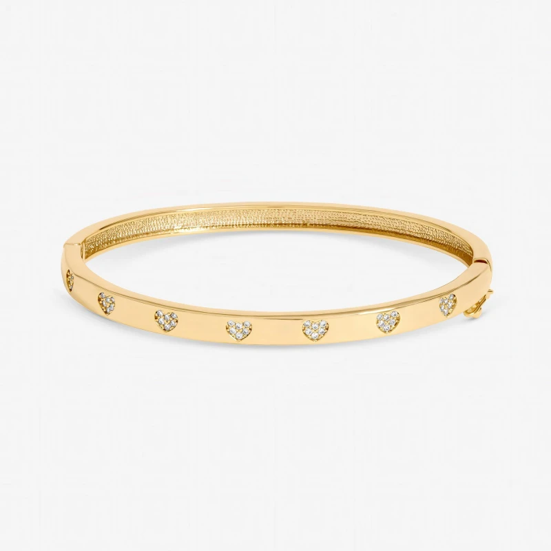 Image of Jon Richard Womens Gold Plated & Crystal Heart Bangle Gold Female One Size