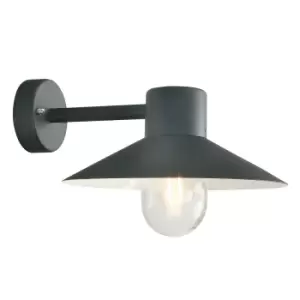 Image of Lund 1 Light Outdoor Fisherman Dome Wall Lantern Light Black IP55, E27