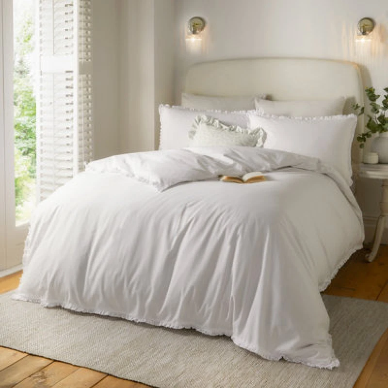Image of Wylder Tilly 100% Cotton Ruffle Duvet Cover Set, Double, White