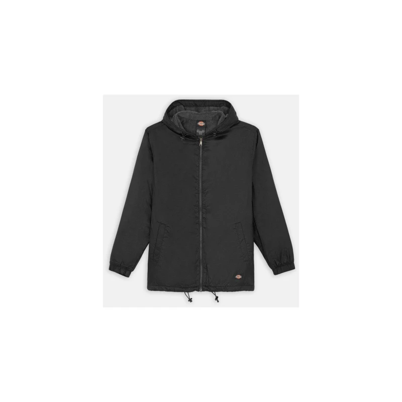 Image of Dickies Mens Fleece Lined Nylon Hooded Jacket S - Chest 34-36' Black DIC053-BLACK-S