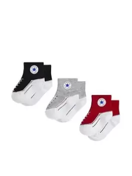 Image of Converse 3 Pack Younger Chuck Infant Toddler Quarter Socks - Black