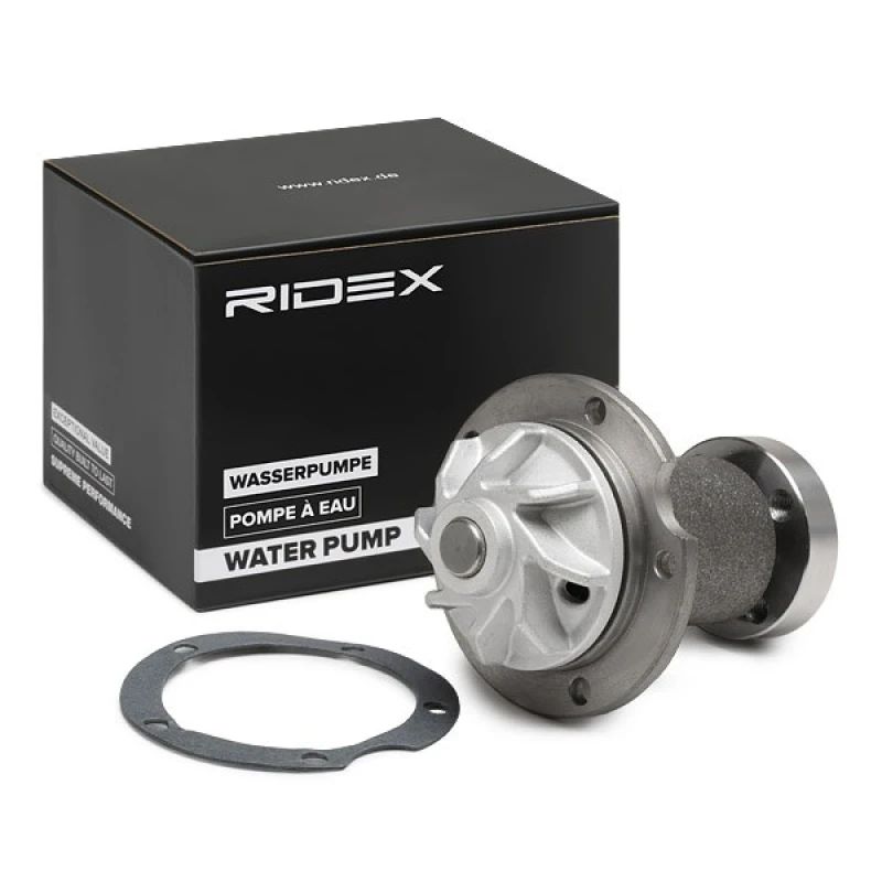 Image of RIDEX 1260W0037 Water pump Cast Aluminium, without belt pulley, with gasket/seal Cast Aluminium Water Pump (1260)