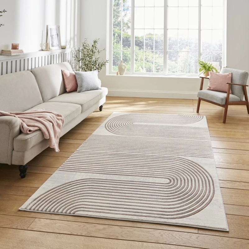Image of Apollo Swirl Washable Rug Rose
