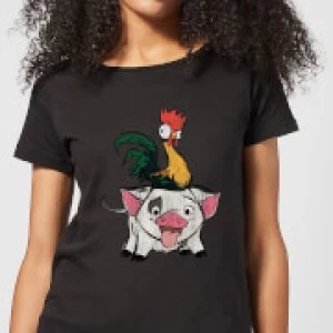 image of Moana Hei Hei and Pua Womens T-Shirt - Black