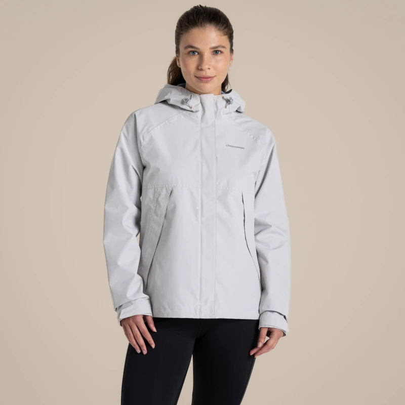 Image of Craghoppers Womens Ossus Waterproof Jacket in Light Grey Size: 12 Light Grey Female 12