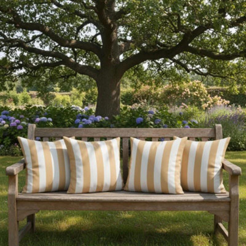 Image of Luxury Living Wide Striped Outdoor Water-repellant Cushion in Yellow Size: 4 Pack Yellow Unisex 4 Pack