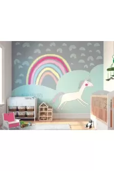 image of Rainbow Unicorn Wall Mural