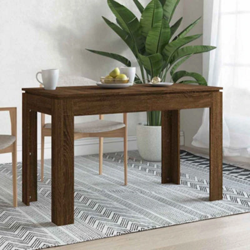 Image of Vidaxl Dining Table Brown Oak 120X60X76cm Engineered Wood, Brown 815389