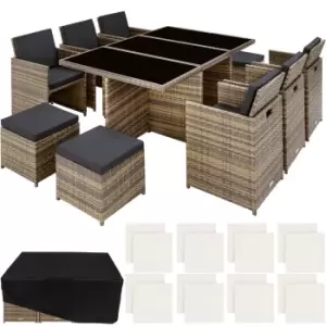 Tectake New York Rattan Garden Dining Set W/ Protective Cover - Brown