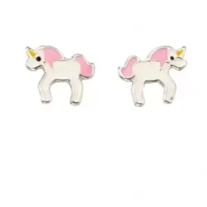 image of Beginnings Sterling Silver Enamel Unicorn Earrings A2032