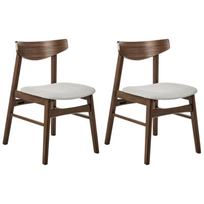 Image of Beliani Set Of 2 Dining Chairs Smiley Wood Light Grey