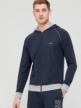 Image of BOSS Bodywear Mix & Match Lounge Zip Through Hoodie - Navy, Size L, Men