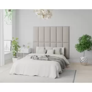 Image of EasyMount Wall Mounted Upholstered Panels, Modular diy Headboard in Eire Linen Fabric, Off White (Pack of 2) - Aspire