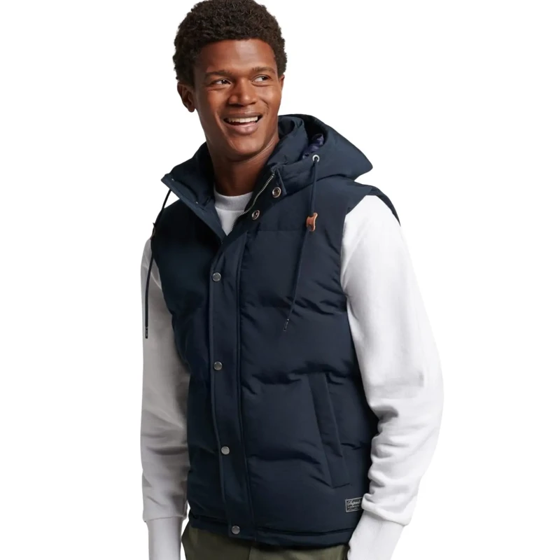 Image of Superdry Hooded sleeveless jacket Superdry Everst Bleu Male M
