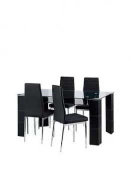 Image of Julian Bowen Set Of Greenwich Dining Table & 4 Greenwich Chairs