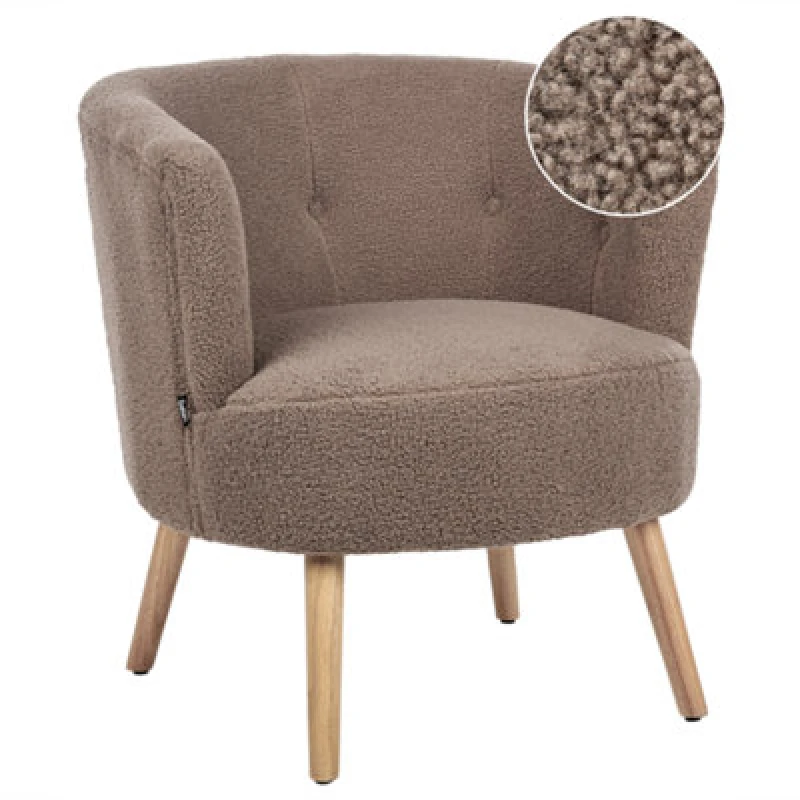 Image of Beliani Boucle Tub Chair Brown Odenzen