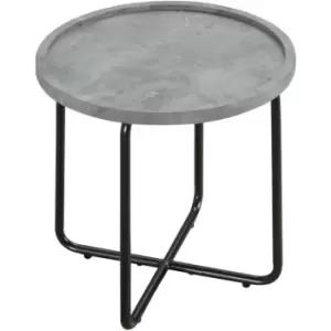 image of HOMCOM Industrial Side Table with Cement Effect Tabletop End Table W/ Metal Leg - Grey