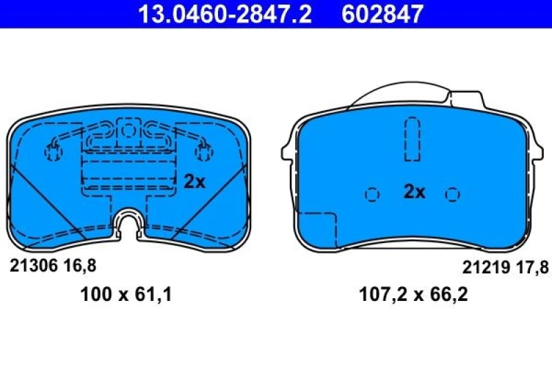 Image of ATE 13.0460-2847.2 Brake pad set excl. wear warning contact Brake Pad Set,disc brake (402)