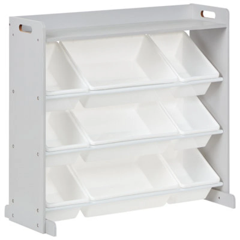Image of Beliani Shelf With 9 Boxes Grey Collie