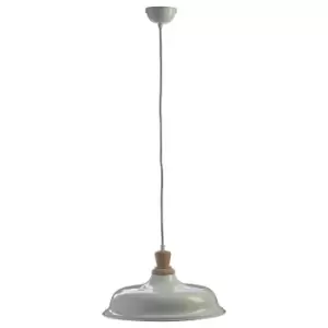 image of Premier Housewares Oslo Small Pendant Light in Iron/Wood - White