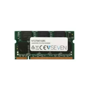 Image of V7 1GB DDR1 PC2700 - 333Mhz SO DIMM Notebook Memory Module - V727001GBS