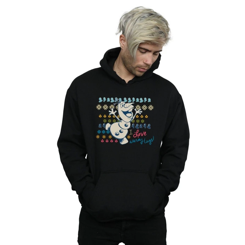 Image of Disney Men Frozen I Love Warm Hugs Hoodie in Black Size: Small Black S Male 5059308800220