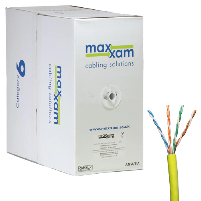 Image of Cablenet Cat6 Yellow U/UTP LSOH 23AWG Solid CPR Dca Cable 305m Reelex