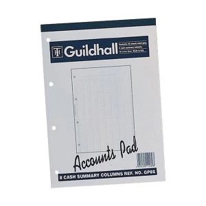 image of Guildhall A4 Ruled Account Pad with 8 Cash Columns and 60 Pages White