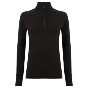 image of Tombo Womens/Ladies Long Sleeve Zip Neck Performance Top (XL) (Black)