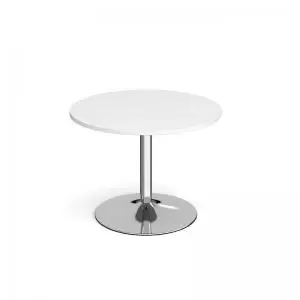 image of Genoa circular dining table with chrome trumpet base 1000mm - white