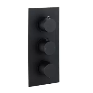 image of Arissa Matt Black Triple Control Round Concealed Valve - 2 Outlet