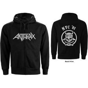 Image of Anthrax - Not Man NYC Mens Medium Zipped Hoodie - Black