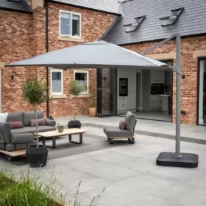 image of Ares 3m Square Cantilever Parasol with Solar powered LED Lights - Charcoal