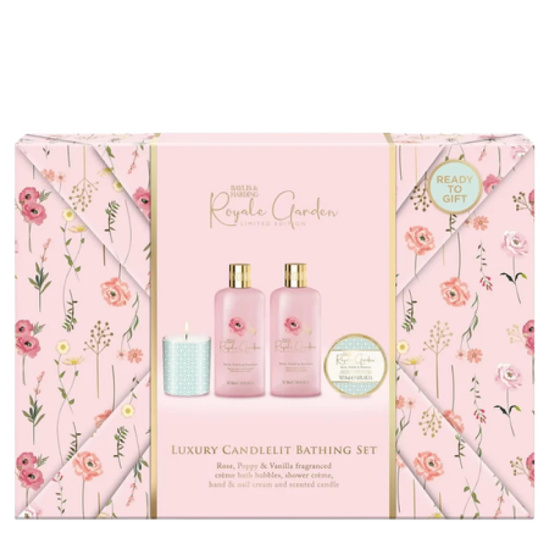 Image of Baylis & Harding Royale Garden Rose, Poppy & Vanilla Luxury Candlelit Bathtime Gift Set BH-502727