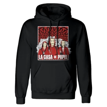 image of La Casa De Papel - Group Shot Unisex Large Pullover Hoodie - Black