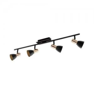 EGLO GU10 Barnham Black Copper LED Ceiling Spotlight 4x3.3W Warm White - 94587