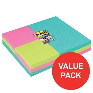 Image of Post it Super Sticky Combination Pack 76 x 76mm Notes 6 x Pack of 90