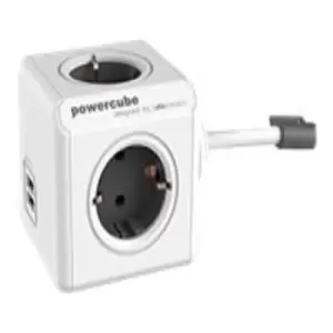 image of Allocacoc PowerCube Extended USB Power Distribution Unit 4-Plug 16A - Gray / White