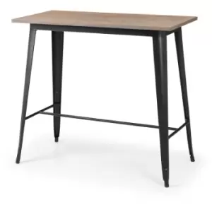 Phoebe - Black Steel Tolix Bar Table Solid Elm Wood Top