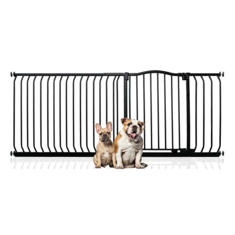 Image of Bettacare Curved Top Dog Gate, 189Cm - 198Cm, Matt Black, Pressure Fit Pet Gate For Dog And Puppy, Pet And Dog Barrier