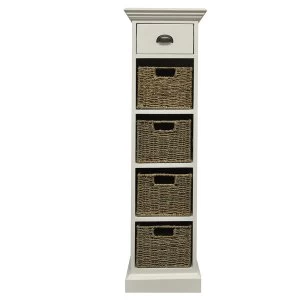 Robert Dyas Tocino Ready Assembled 1-Drawer 4-Basket Tall Wooden Storage Unit