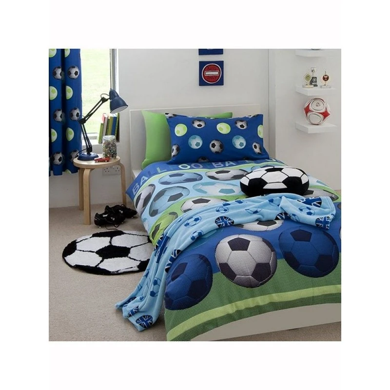 Image of Catherine Lansfield Catherine Lansfield Football Duvet Cover Set in Baby Blue Size: Single Baby Blue Single Unisex 5063107563941