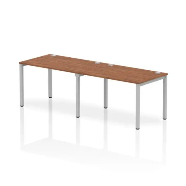 Image of Impulse Bench Single Row 2 Person 1200 Silver Frame Office Bench Desk Walnut