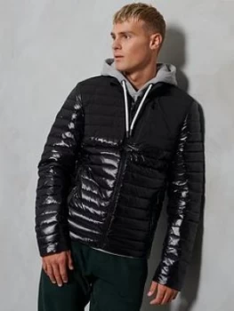 image of Superdry Contrast Padded Jacket, Black Size M Men