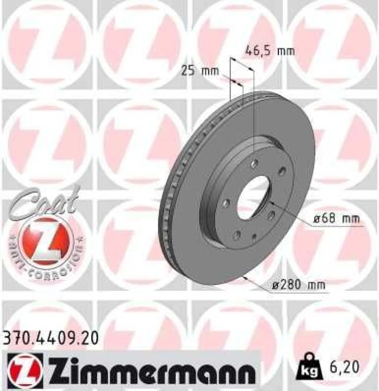 Image of ZIMMERMANN Brake disc ZIMMERMANN 370.4409.20