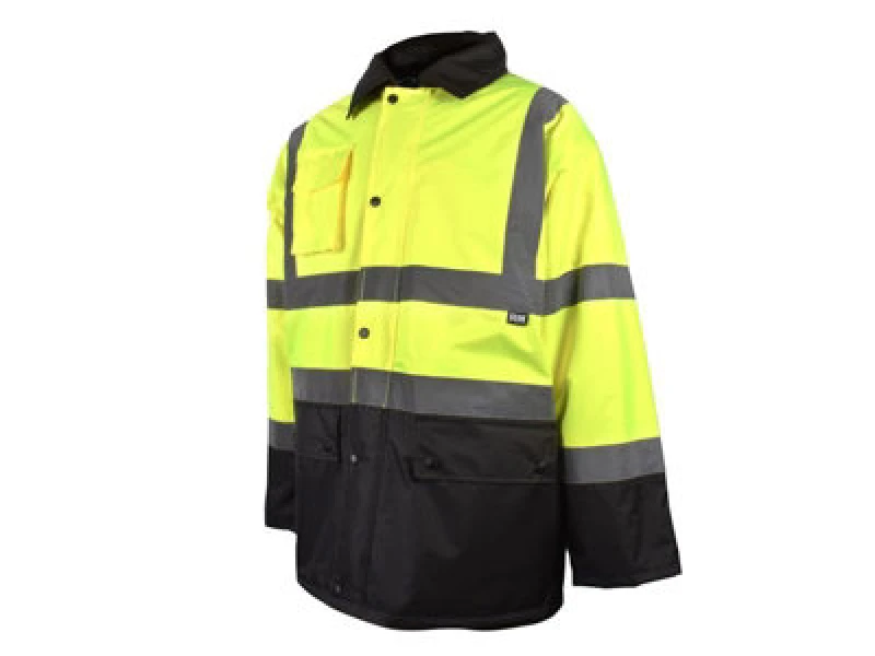 Image of Scan Sfjk81 Hi-Vis Yellow/black Motorway Jacket Coat - L (44In) Scahvmjlyb