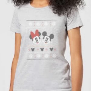 Image of Disney Mickey and Minnie Womens Christmas T-Shirt - Grey - M
