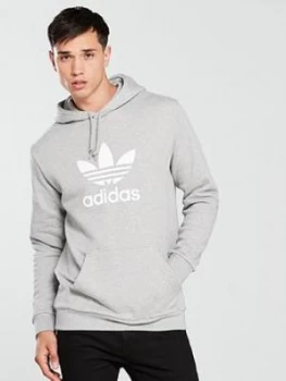 Image of adidas Originals Trefoil Pullover Hoodie, Medium Grey Heather, Size XS, Men